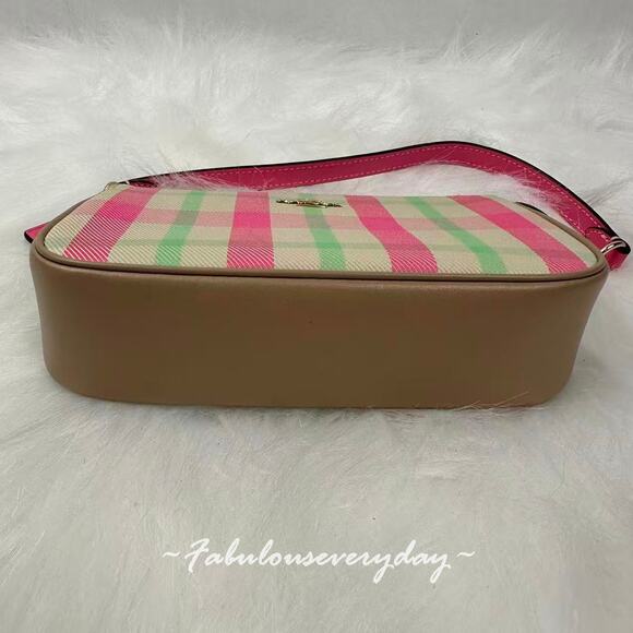 Coach Nolita 19 With Plaid Print Bag Wristlet Purse In Pink Multi CBK65 NWT - Picture 7 of 8